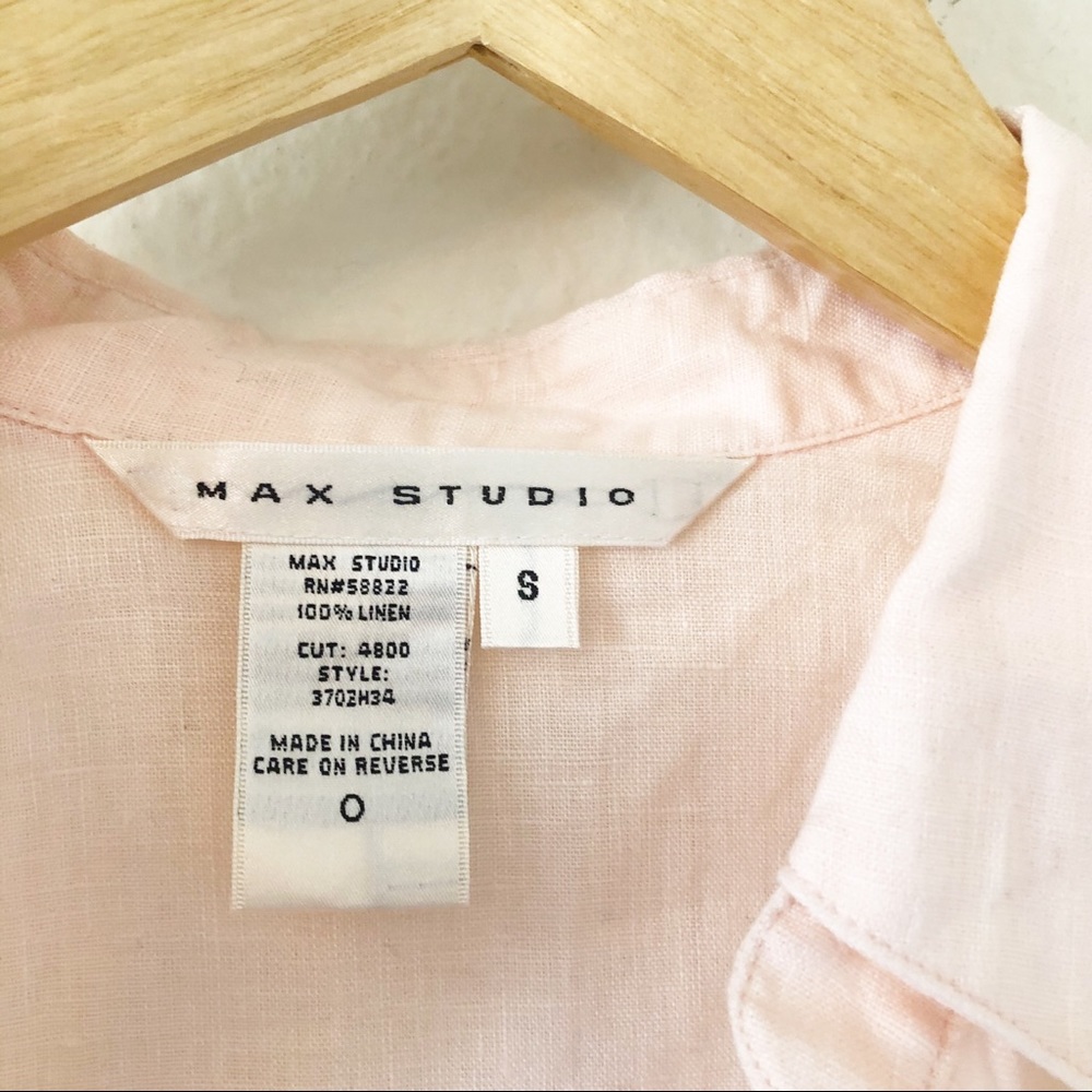 Max Studio Pink 100% Linen Blouse Size Small - Picture 4 of 5